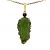 Moldavite pendant in gold with garnet 2000168830004