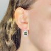Moldavite earring in silver with zirconia 2000168710009