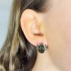 Moldavite earring in silver with garnet 2000082630001