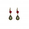 Gold earrings with Moldavite and zircons P2000280350008