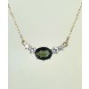 Gold necklace with Moldavite and zircons P2000313190007
