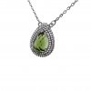 Stříbrný náhrdelník s vltavínem a zirkony P34 0009