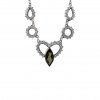 Stříbrný náhrdelník s vltavínem a zirkony P48 0005