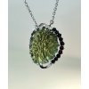 Silver necklace with Moldavite and garnets P2000319010002