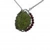 Silver necklace with Moldavite and garnets P2000319010002