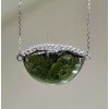 Silver necklace with Moldavite and zircons P2000317120000