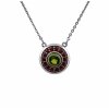 Stříbrný náhrdelník s vltavínem a granáty P48 0017