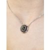 Stříbrný náhrdelník s vltavínem a granáty P48 0021