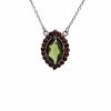 Silver necklace with Moldavite and garnets P2000326520006