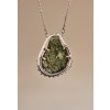 Silver necklace with Moldavite and garnets P2000326450006