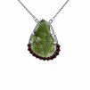 Silver necklace with Moldavite and garnets P2000326450006