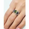 Moldavite ring in silver with garnet P2000317080007