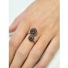 Moldavite ring in silver with garnets P2000289200007