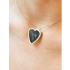 Gold necklace with Moldavite, heart, half cut 2000331030002