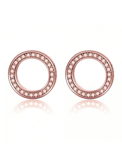 624 nausnice shiny circles do usi s kubickou zirkonii ruzova pozlacene