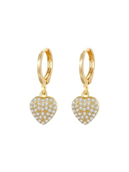 165 nausnice visici srdce s kubickym zirkonem pozlacene