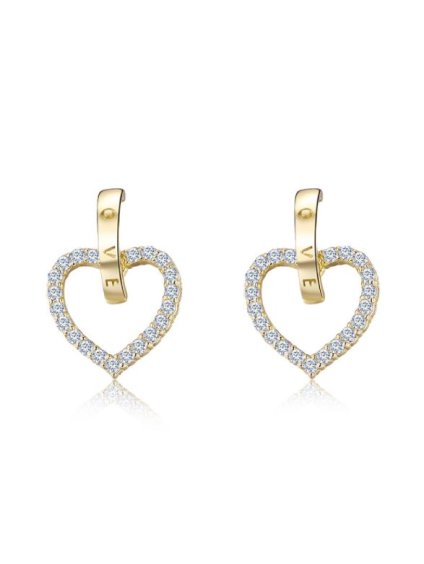 120 stribrne nausnice heartstrings zlate pozlacene