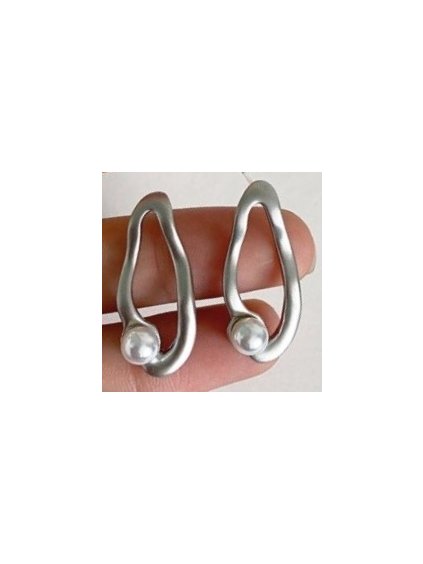 216 1 stribrne nausnice white storm s bilou perlou