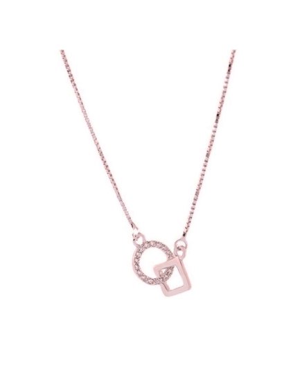 627 stribrny nahrdelnik favor s kubickou zirkonii ruzova pozlaceny