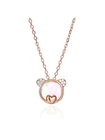 339 stribrny nahrdelnik teddy s kubickou zirkonii ruzova pozlaceny