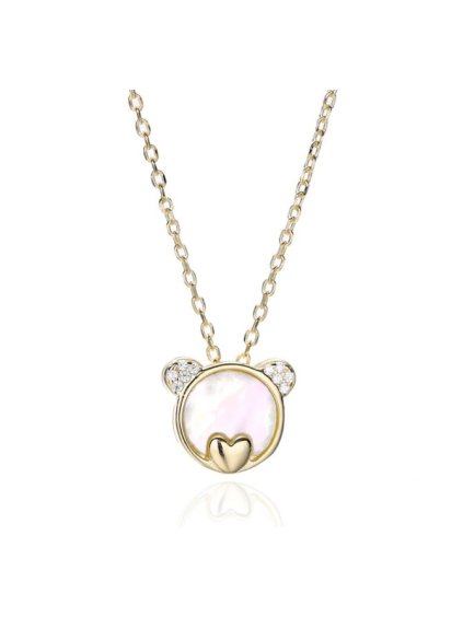 336 stribrny nahrdelnik teddy s kubickou zirkonii pozlaceny