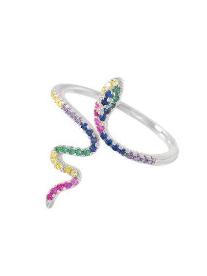 645 stribrny prsten rainbow snake