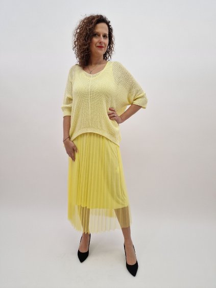 1399 4 damske plise saty a svetrikovy top vel uni 36 40