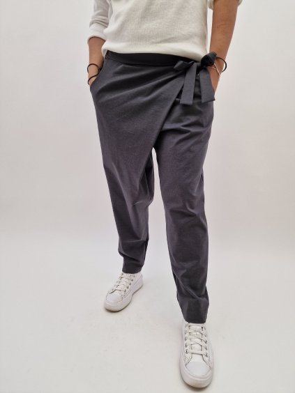 1441 2 damske pohodlne strecove kalhoty s uvazanim vel uni 38 42