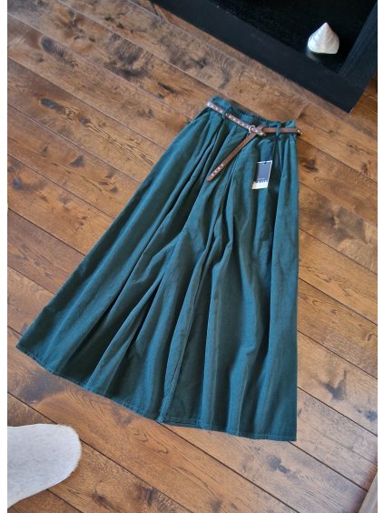 163 damske siroke kalhoty kalhotova sukne tmave zelene uni velikost 36 40