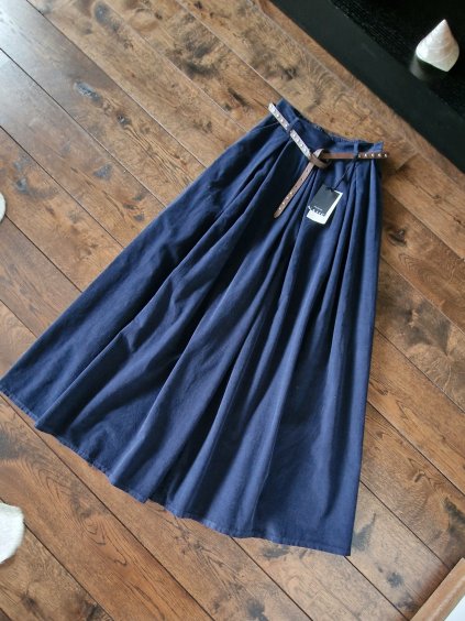 166 damske siroke kalhoty kalhotova sukne tmave modre uni velikost 36 40