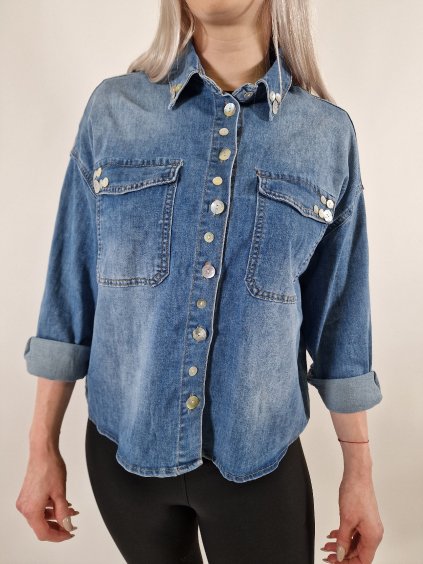 Dámská denim košile uni vel oversize 38/42