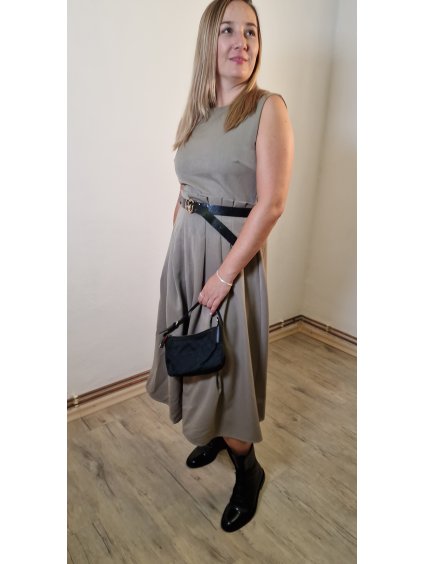 241 4 formalni damske saty s paskem hnedo olivova univerzalni vel 36 40