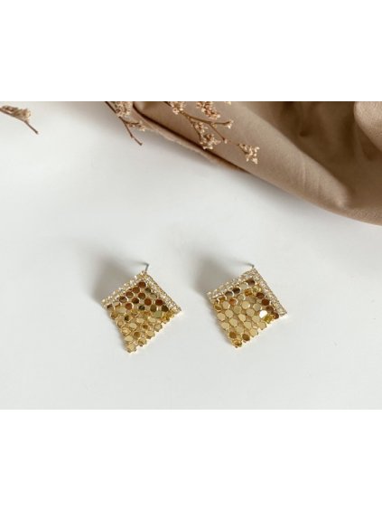 192 nausnice diagonal square pozlacene