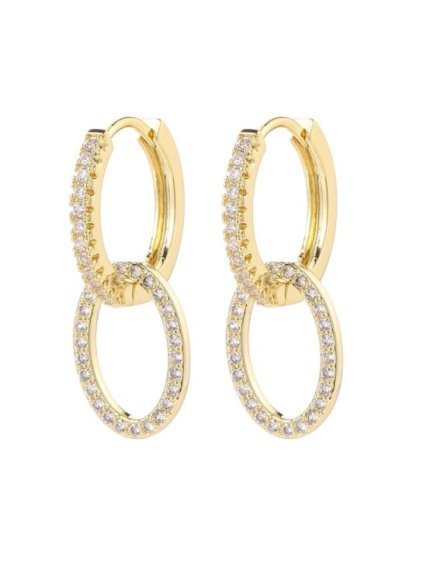 132 nausnice double oval s kubickou zirkonii pozlacene