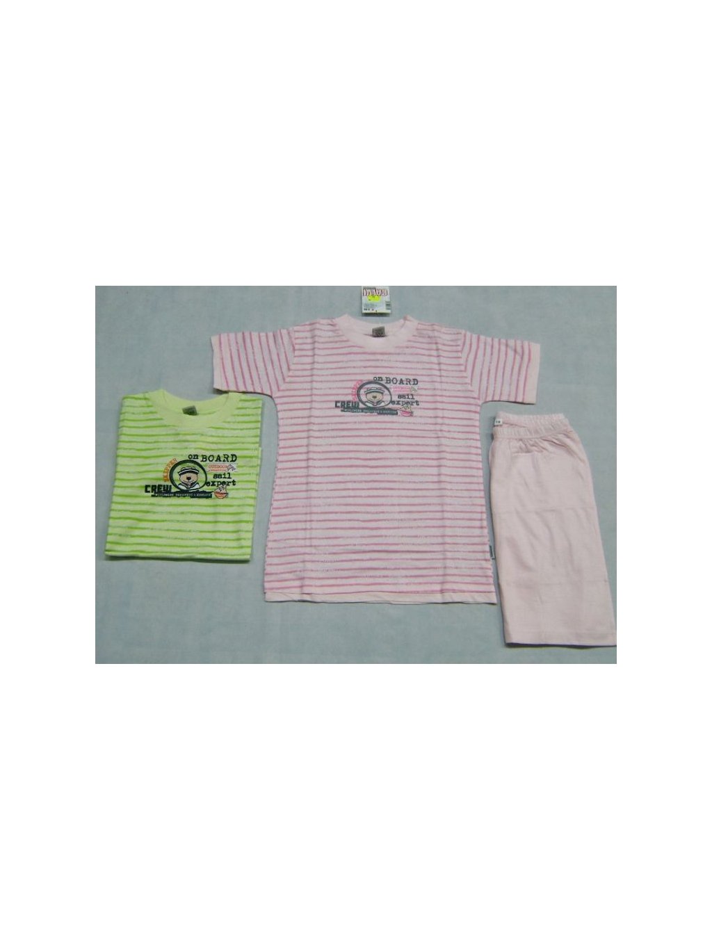 Pyžamo dětské dívčí krátké (100-130) CALVI 22-063 sv. růžová 120 (barva zelená světlá, Velikost 130)