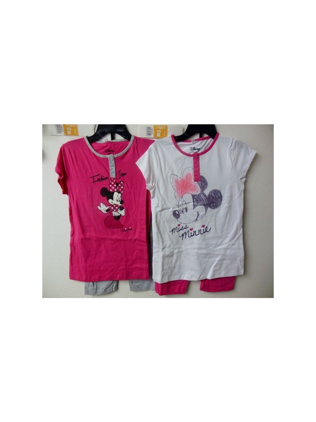 Pyžamo krátké minnie mouse dětské  dorostenecké dívčí (6-12 LET) SUN CITY ME2305 bílá 116 (barva růžová, Velikost 152)
