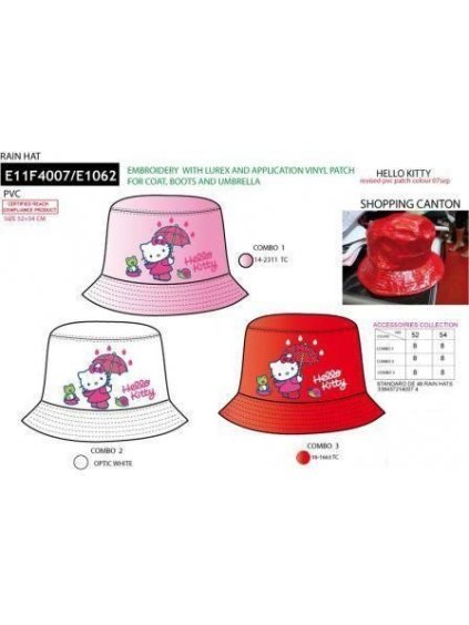 Prši-klobouček dívčí (52-54cm) HELLO KITTY DISNEY E11F4027 červená 54