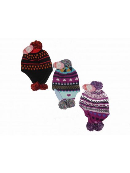 Čepice zimní dětská dívčí (2-4, 4-6, 6-8) WOLF A2204 mix barev 4-6 roků (Barva Fialová, Velikost 2-4 roky)