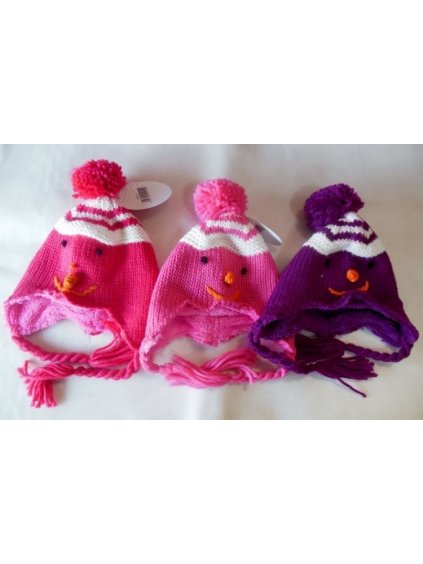 Čepice zimní pletená kojenecká a dětská dívčí flaušová podšívka (0-1, 2-3, 3-4 ROKY) WOLF A2401