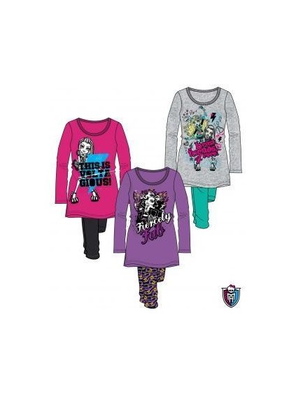 Pyžamo dlouhé bavlněné dětské a dorostenecké dívčí (8-14LET) MONSTER HIGH 79584 růžová 128