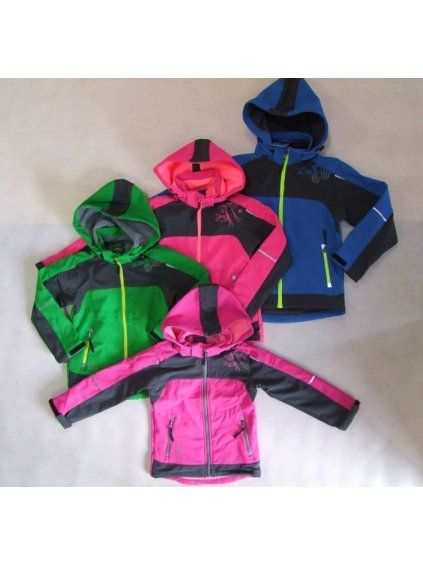 Bunda softshell  dětská  flaušová podšívka(98-128) KUGO E5202 černá 110