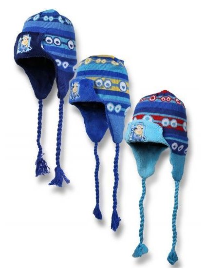 Čepice zimní beranice dětská chlapecká mimoni(54 CM) SETINO 770-865 (Barva tm. modrá, Velikost 54 cm)
