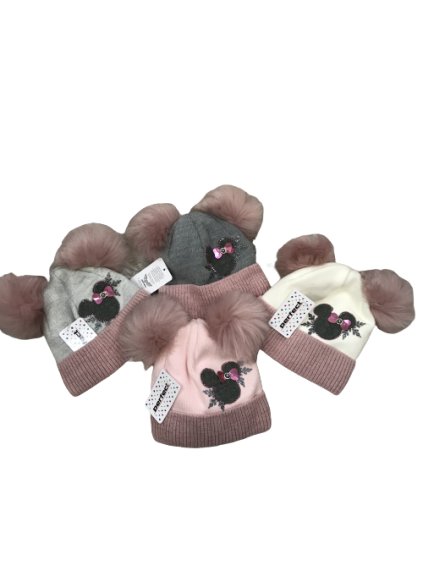 Čepice s bambulí zimní kojenecká dětská dívčí (ONE SIZE) PERFECT POLSKÁ MÓDA PV920309