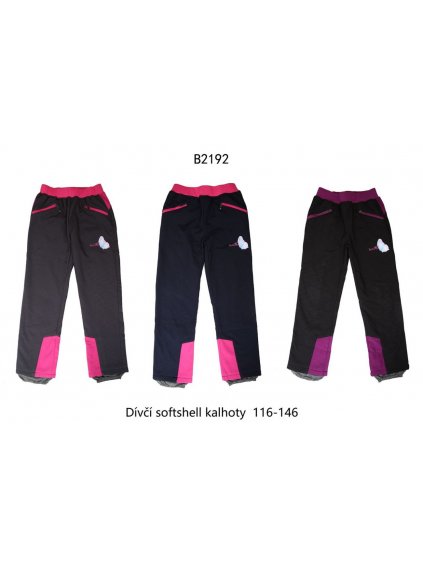 Dívčí teplé softshellové kalhoty WOLF B2192 (Barva šedá-růžová, Velikost 146)