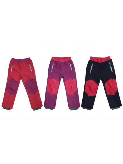 Kalhoty softshell zateplené flaušem dětské dívčí (86-110) WOLF B2091 (Barva růžová, Velikost 98)