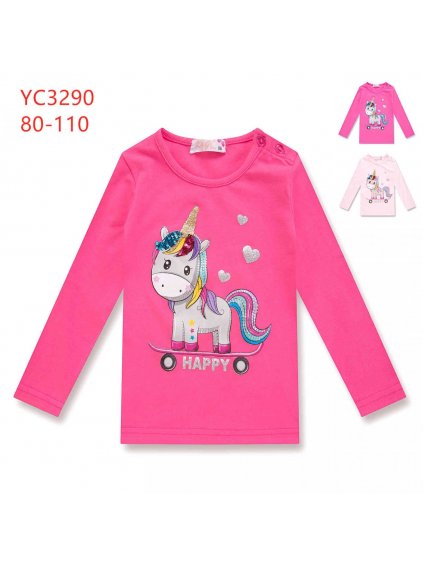 Dívčí tričko Kugo - YC-3290 (Barva růžová tmavá, Velikost 110)