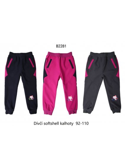 Dívčí softshellové slabé kalhoty WOLF - B2281 (Barva šedo-růžová, Velikost 110)