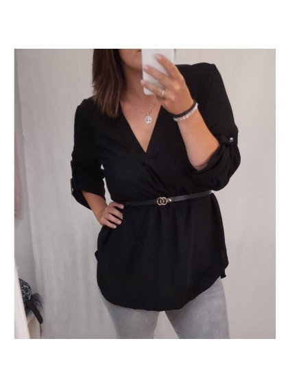 Tunika oversize dlouhý rukáv dámské nadrozměr (2XL/3XL ONE SIZE) ITALSKá MóDA IM321ANABELA (Velikost 2XL/3XL, Barva Černá)