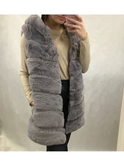 Vesta kožíšek dámská s kapucí (one size s/l) ITALSKá MODA IMT2031120/DR (Velikost S/M/L, Barva Černá)