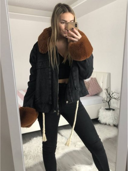 Bunda riflová s odepínacím kožískem (S, M, L, XL uni) ITALSKÁ MÓDA IMK21010
